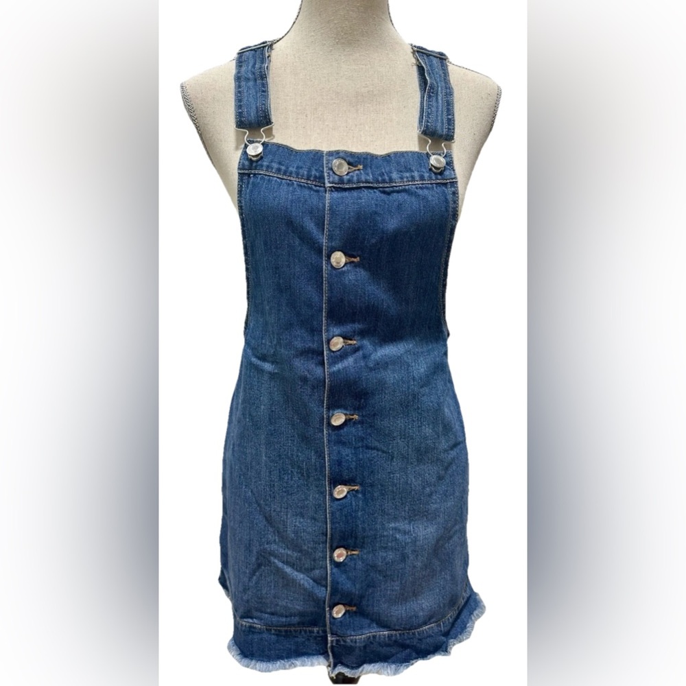 American Eagle Denim Jumper S Raw Hem Cottagecore Jean Dress Pinafore Country